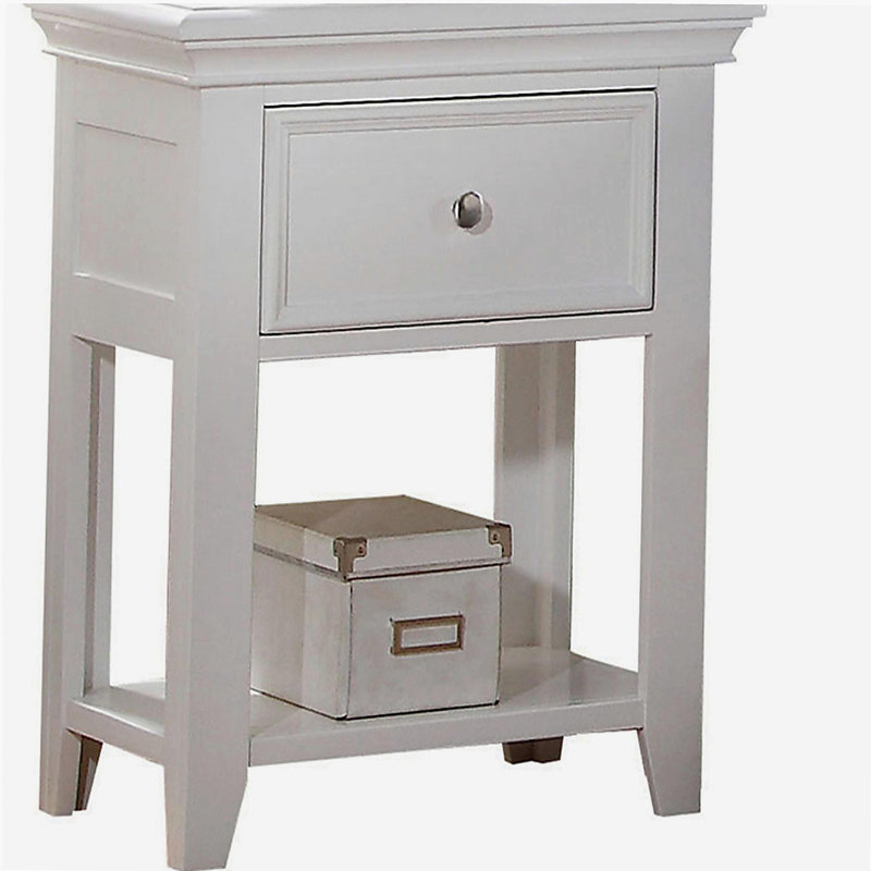 Table de chevet blanche avec tablette inférieure