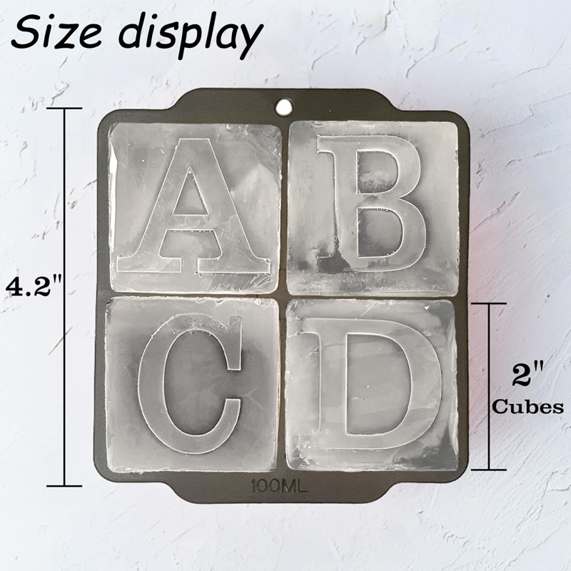 Moule à glaçons personnalisé en forme de L avec monogramme personnalisé - grand plateau de glace en silicone de 2 pouces, cadeau personnalisé parfait (idéal pour les cocktails, le whisky et les boissons),