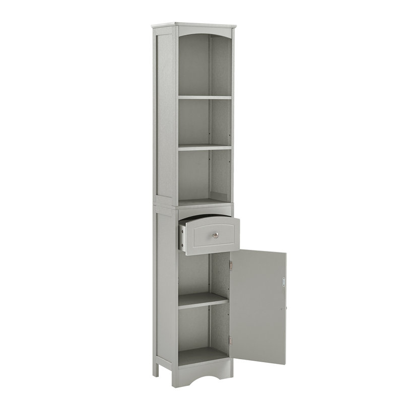 Tall Bathroom Cabinet, Freestanding Storage Cabinet With Drawer, MDF Board, Adjustable Shelf, Grey, Grey
