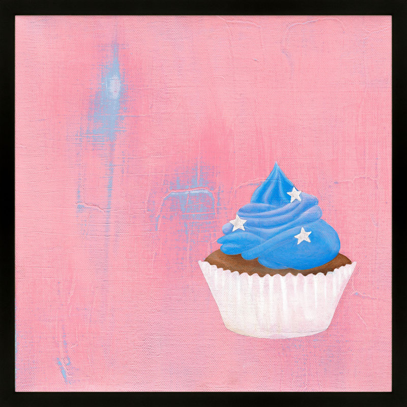 Star Cupcake Print by Katy Montica, Black Framed Paper, 16" W x 16" H x 1.25" D