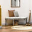 Banc en demi-cercle de bout de lit capitonné avec banc d'entrée en bois d'hévéa, blanc cassé