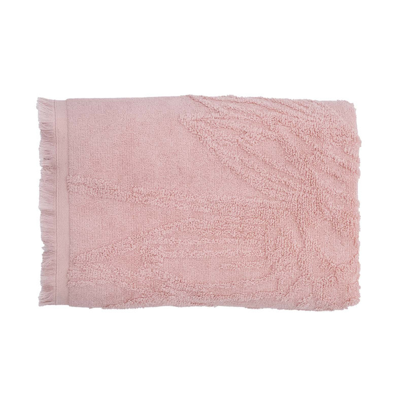 Abdouallah Plush Jacquard Bath Towel, Pink