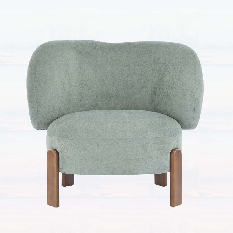 Élégant fauteuil à oreilles avec pieds en bois pour un confort ultime, Vert