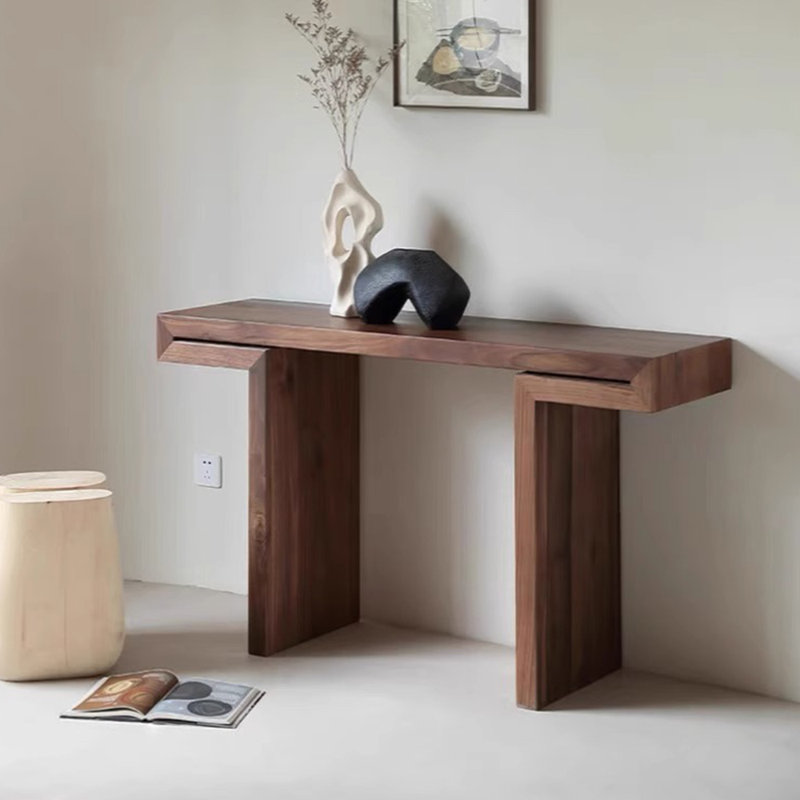 Console minimaliste de style chinois, H 31,5 po x l 47,2 po x P 13,8 po, Brun
