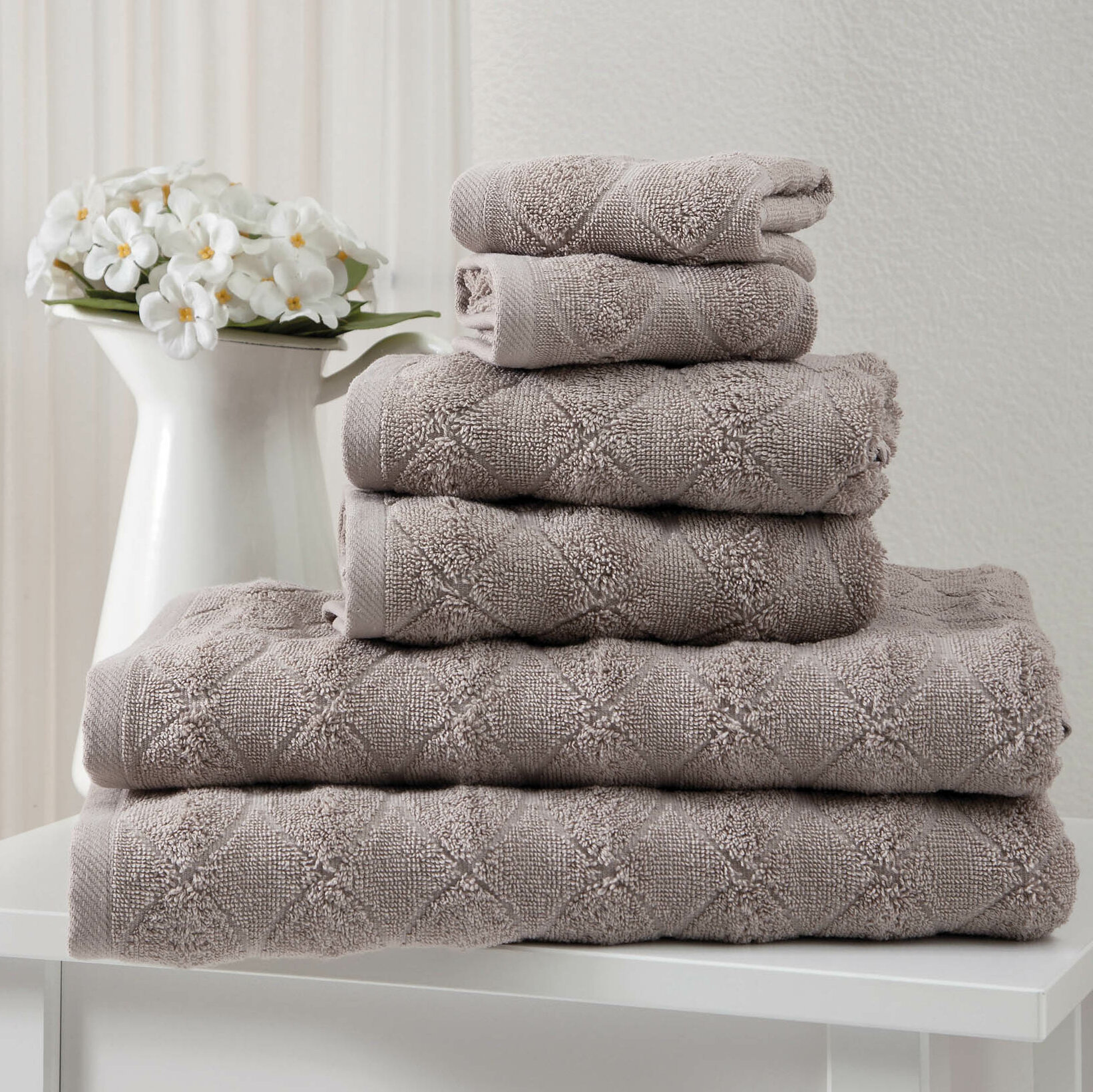 Enchante Home Luna Turkish Cotton Towel 6 Piece Set - Silver