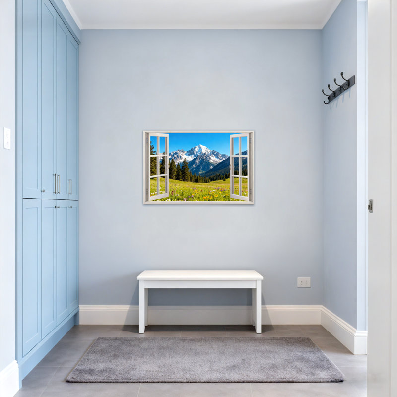 Paysage et nature vue sur la montagne par une fenêtre ouverte, H 12 po x l 18 po