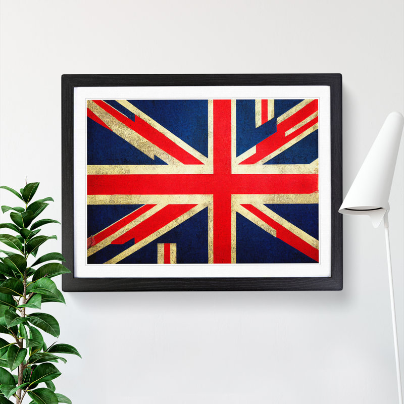 Abstract Union Jack Flag Vol.6 - Framed Print, Black, 46cm H x 64cm W x 2cm D