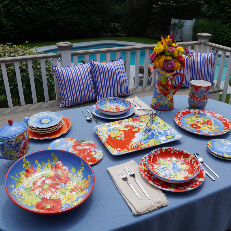 Blossom Floral Ceramic Microwave Safe Soup Bowls Set of 4