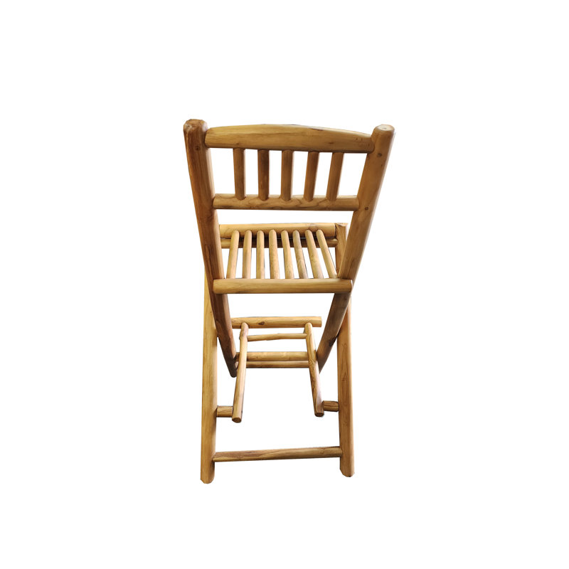 Teak Log Wood Foldable Wood Bar Stool