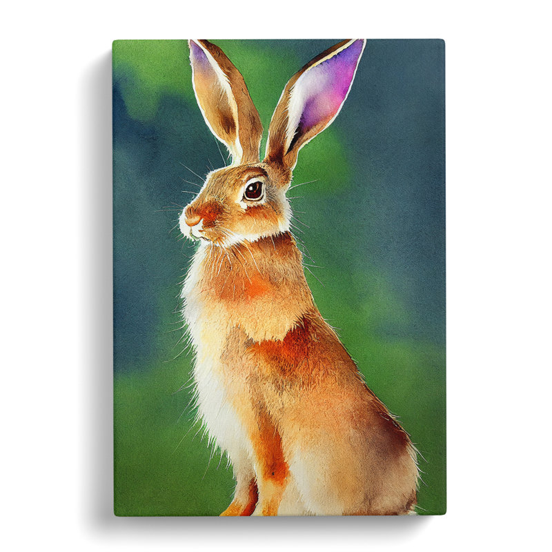 XC1022-1754X Cute Hare - Wrapped Canvas Print, 50cm H x 35cm W x 3cm D