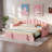Upholstered Daybed With Pop Up Trundle, Charging Ports, 2 Side Pockets And Curved Backrest Design-793701317