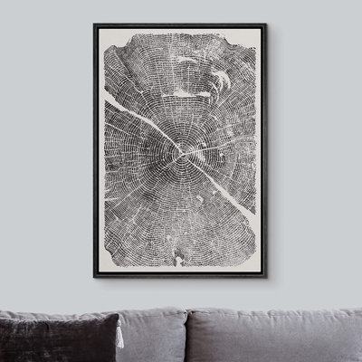 Tree Ring " Gray Nature Wilderness Tree Modern Wood Wall Art "