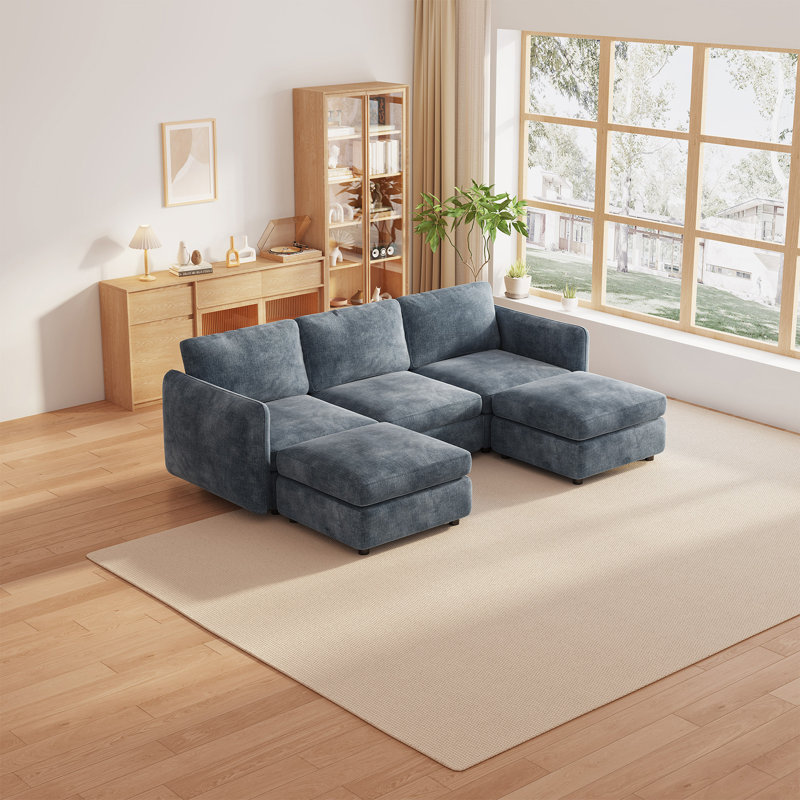 Blue 5 to 9 Seater Modular Storage Sofa, 5 seat