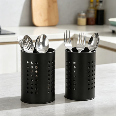 Kitchen Utensils Holder for Counter Top, Stainless Steel Cutlery Organizer, Farmhouse Style Kitchen Essentials for Home Countertop Storage