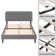 Calil Bed Frame with LED and Charging Station, Upholstered Platform with Adjustable Headboard