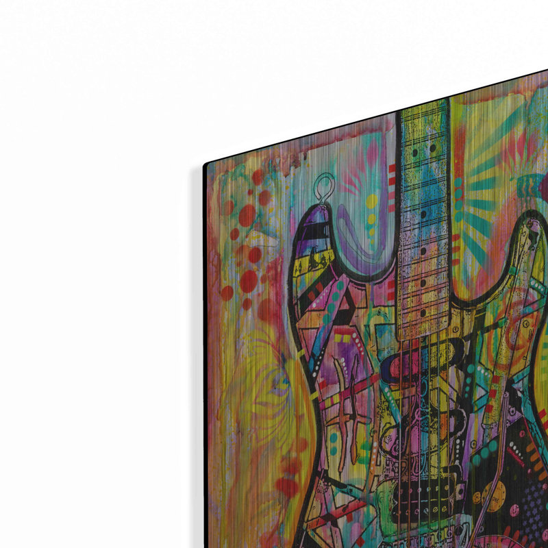 «Guitare» par Dean Russo, art mural en métal, H 24 po x l 16 po