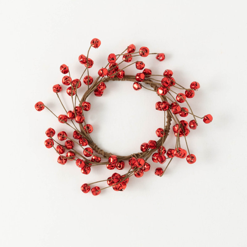 Mini couronne de Noël artificielle 12,5 po Jingle Bell, rouge