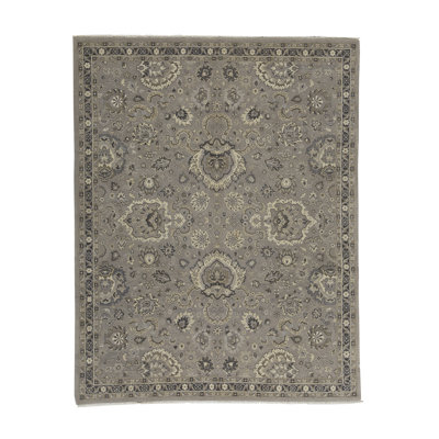 Tapis oriental gris en laine noué à la main Lancaster