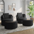 Upholstered Swivel Lounge Armchair With Storage Ottoman(Set of 2)