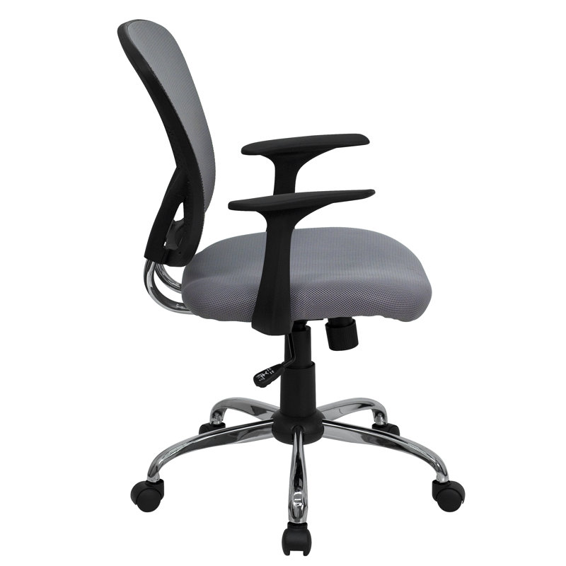 Mid-Back Gray Mesh Swivel Task Chair with Chrome Metal Base