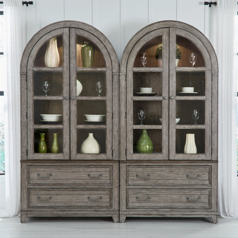 Cogan Curio Cabinet Set w/ LED Lighting, Gray