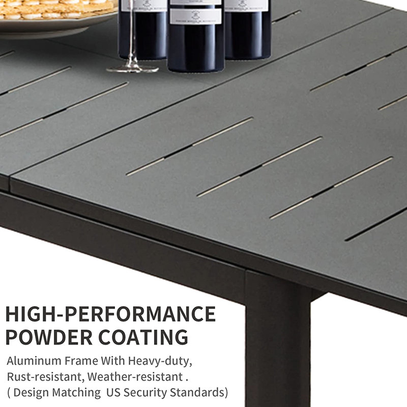 Table de patio en métal extensible en aluminium pour 6 à 8 personnes, table de salle à manger rectangulaire pour l'extérieur, solide, facile à assembler, assainissant, bistro de jardin avec porche, résistant à la rouille et propre