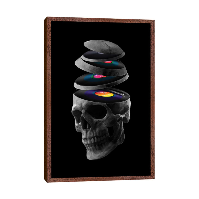 Dead Records by Nicebleed - Print on Canvas, Classic Brown Wood Framed, 66.04cm H x 45.72cm W x 3.81cm D