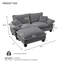 Canapé modulaire modulaire, canapé en nuage avec conception de voilier, 1 repose-pieds mobile et 2 coussins moelleux inclus, chenille confortable pour le salon d'appartement, gris-129770055