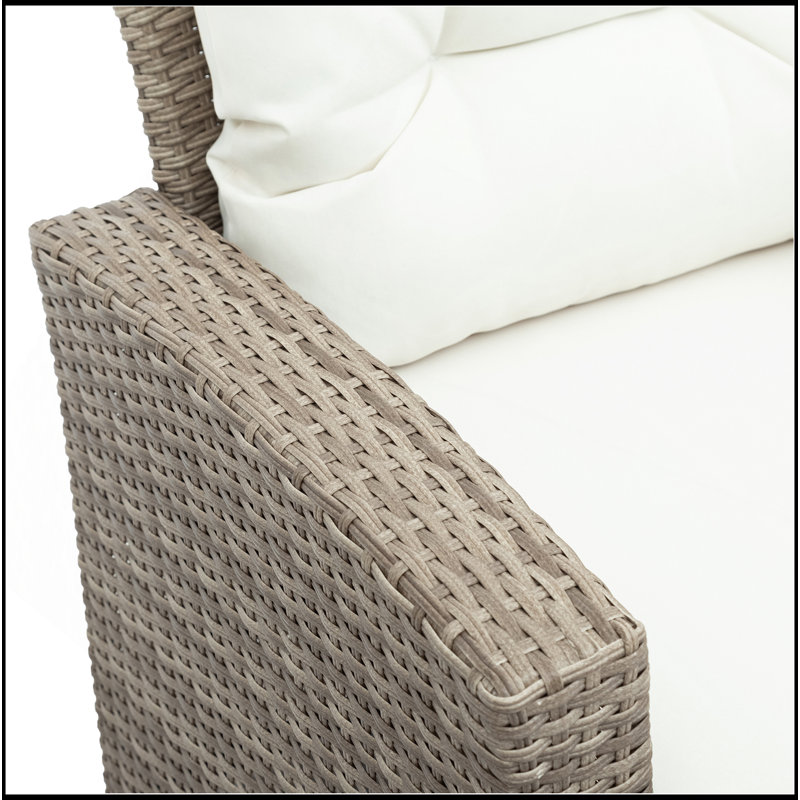 Canapé modulaire d'extérieur en osier avec repose-pieds et coussins 4 pièces, Beige