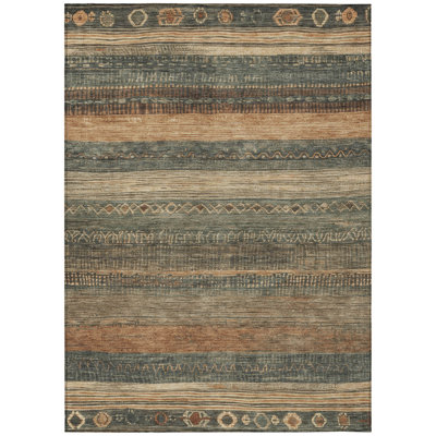 Machine Washable Indoor/Outdoor Xhevrie Fern Rug