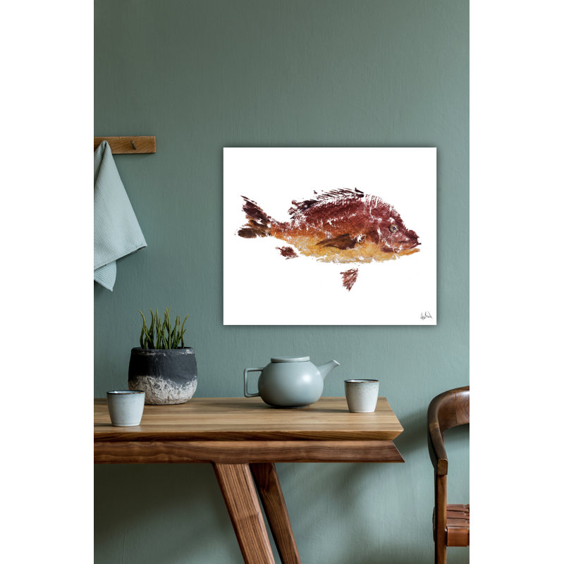«Red Fish» par John Beard, Cadre flottant noir, H 20 po x l 24 po x P 2 po