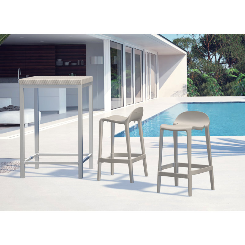Gardunio Low Back Stool, Set of 2, Gray, Counter Stool (26” Seat Height)
