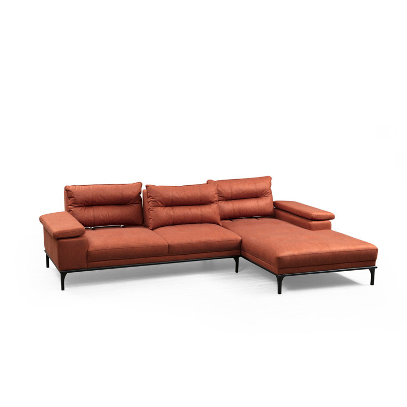 Canapé modulaire à angle large 121,65 po, Face à la droite, Orange