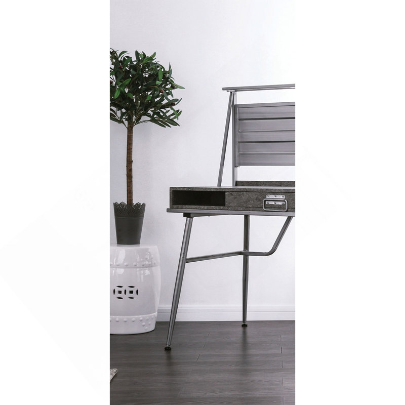 Bureau d'ordinateur moderne moderne avec port USB, un tiroir et deux tablettes avec pieds en métal