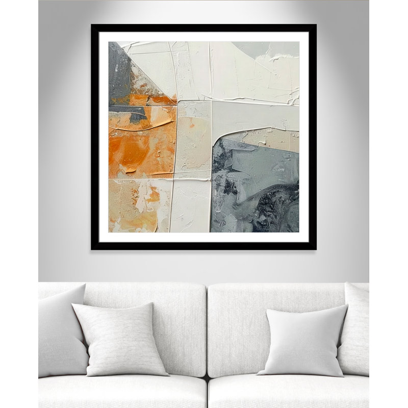 «Plastered II» par Alonza Saunders, L 42,5 po x H 42,5 po, Matted Print, Noir satiné