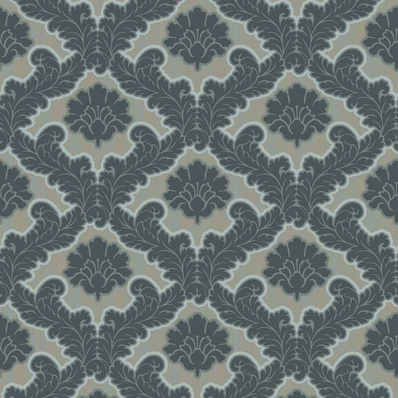 Drawing Room Leaf - Pewter Blue Wallpaper
