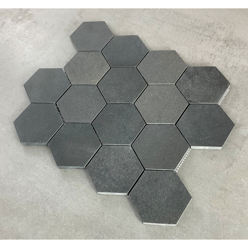 3" x 3" Marble Honeycomb Mosaic Wall and Floor Tiles, Andesite Gray