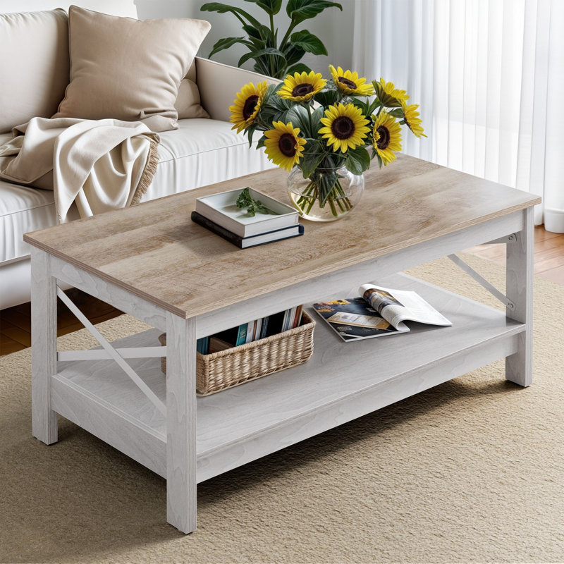  Rectanguler Laneeka Single Coffee Table, Gray/White
