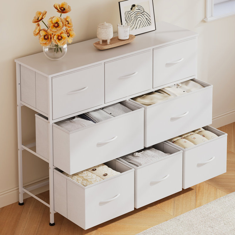  Commode 8 tiroirs Chaseburg pour chambre à coucher, commode meuble télé 32 "à 43" avec grand tiroir de rangement, commode avec cadre robuste pour le salon, vestibule