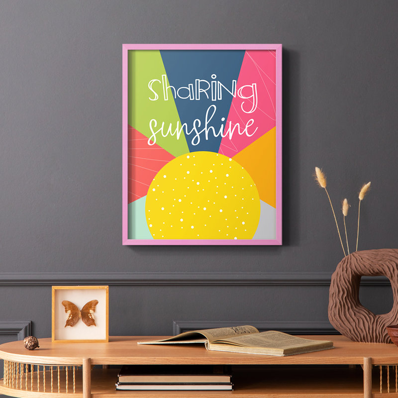 Sharing Sunshine Framed Print - Solid Wood, 10" H x 8" W, Pink