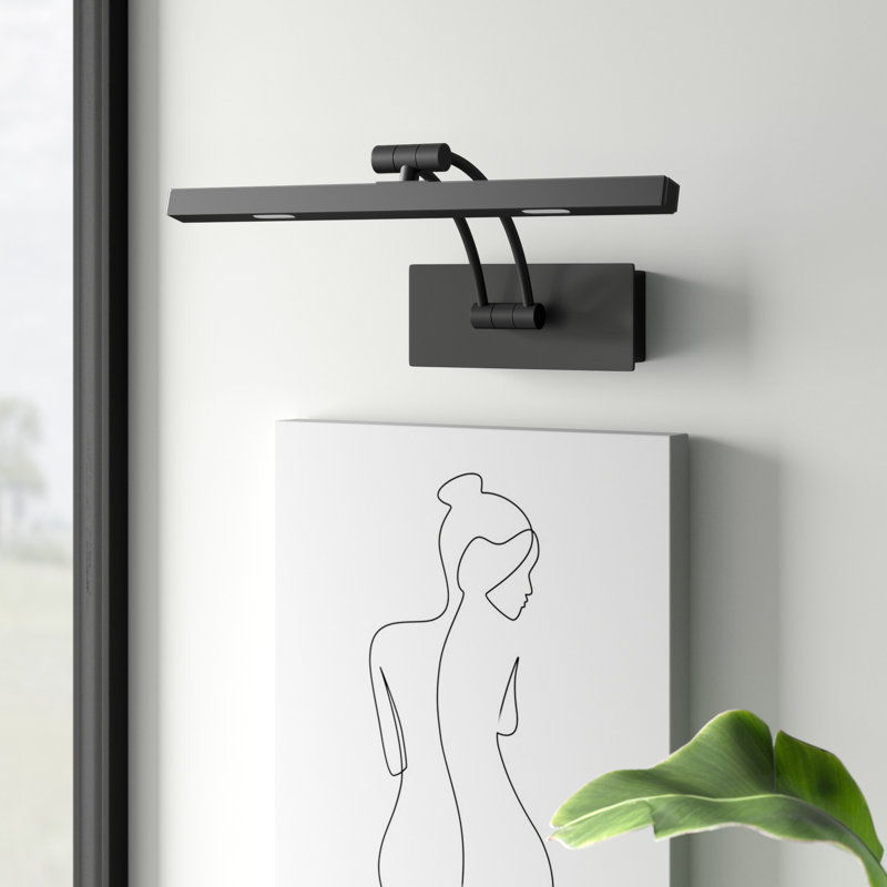 Applique murale à 1 lumière DEL câblée, Noir mat, H 7,32 po x l 24,17 po x P 9,29 po