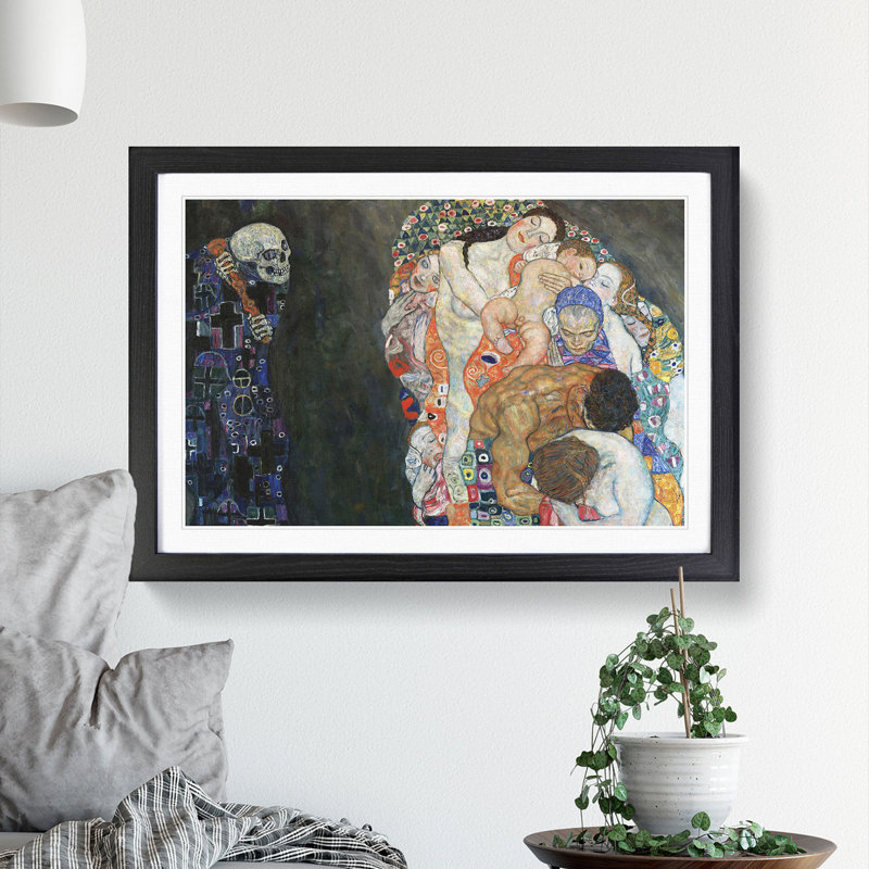 Death and Life by Gustav Klimt - Framed Print, Black Framed, 27cm H x 36cm W x 2cm D