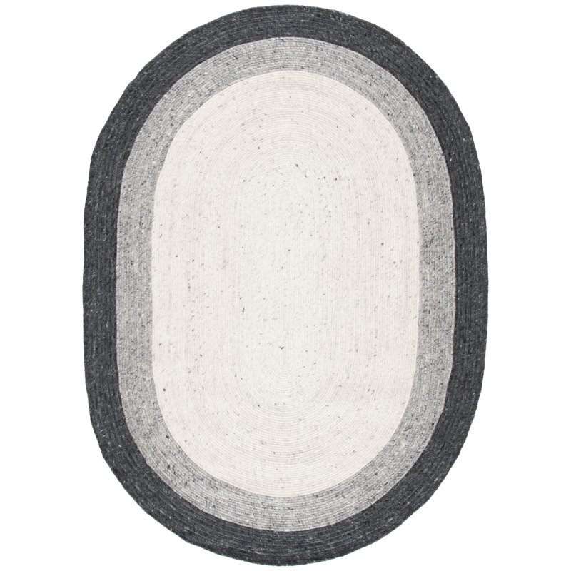 Corley Hand Woven 0.6 Wool, 0.4 Cotton Geometric Rug, Oval 6' x 9'