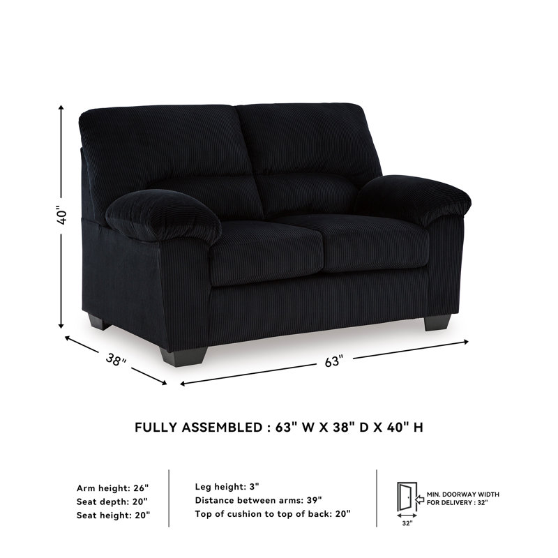 Castanon Loveseat, Black