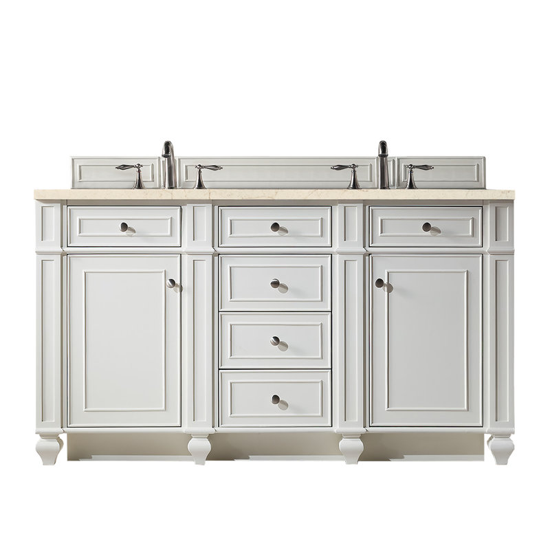 Bristol 60'' W Double Vanity, Bright White, Lime Delight, 8" Widespread