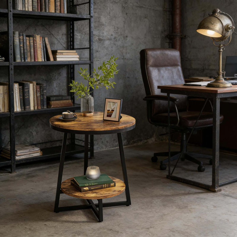 Table d'appoint polyvalente rustique à 2 niveaux