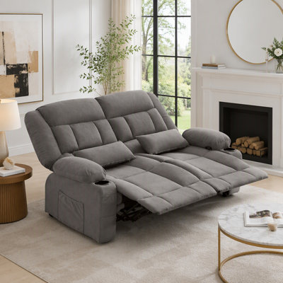 Causeuse inclinable manuelle avec porte-gobelets et poches latérales pour un confort ergonomique dans les salons