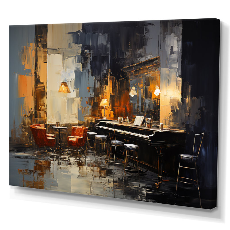 Rétro Sonate de Pinao dans Jazz Café IV - musique Jazz Art mural, Toile tendue, H 12 po x l 20 po x P 1 po