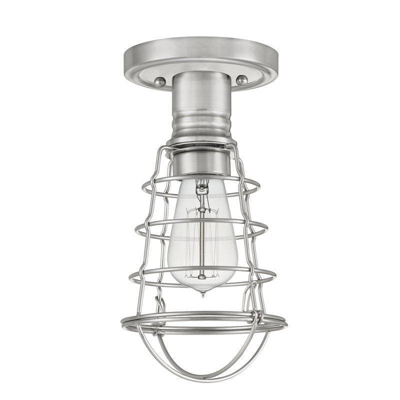 Plafonnier semi-encastré 1 lumière 5,5 po, Nickel brossé