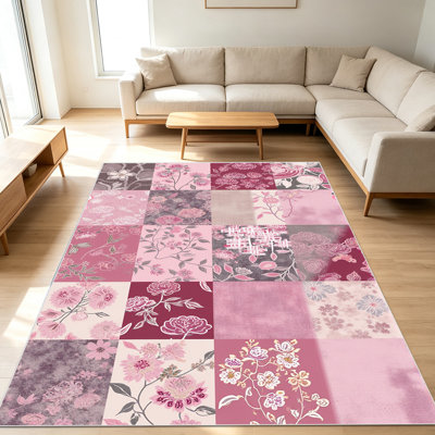 Tapis à motif floral 1 pièce pour salon, doux et confortable, convenant à toutes les saisons, facile à entretenir, lavable à la machine, convient à la chambre à coucher, à la salle à manger, au bureau, au couloir, au patio, à la maison ou à l'extérieur.